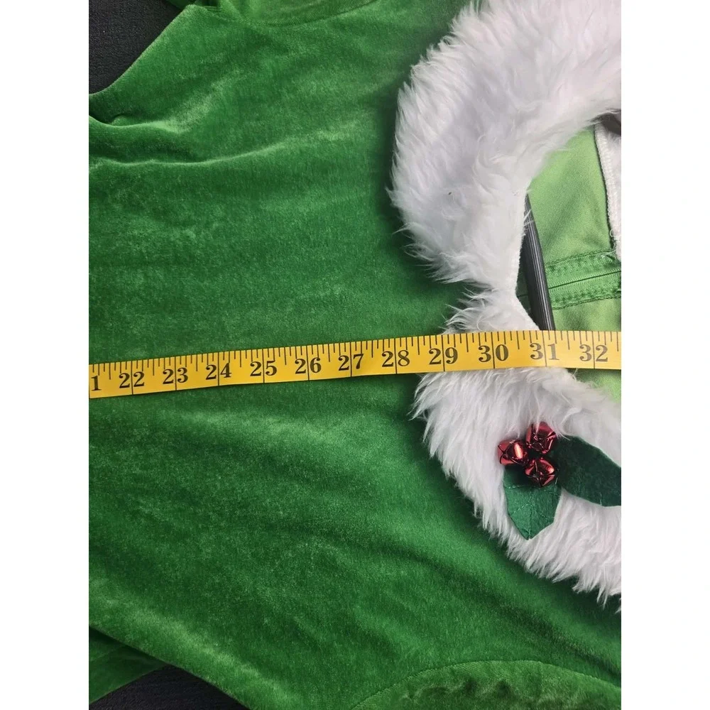 Women's Christmas Elf Costume Dress Green Faux Fur Holiday Adult One Size